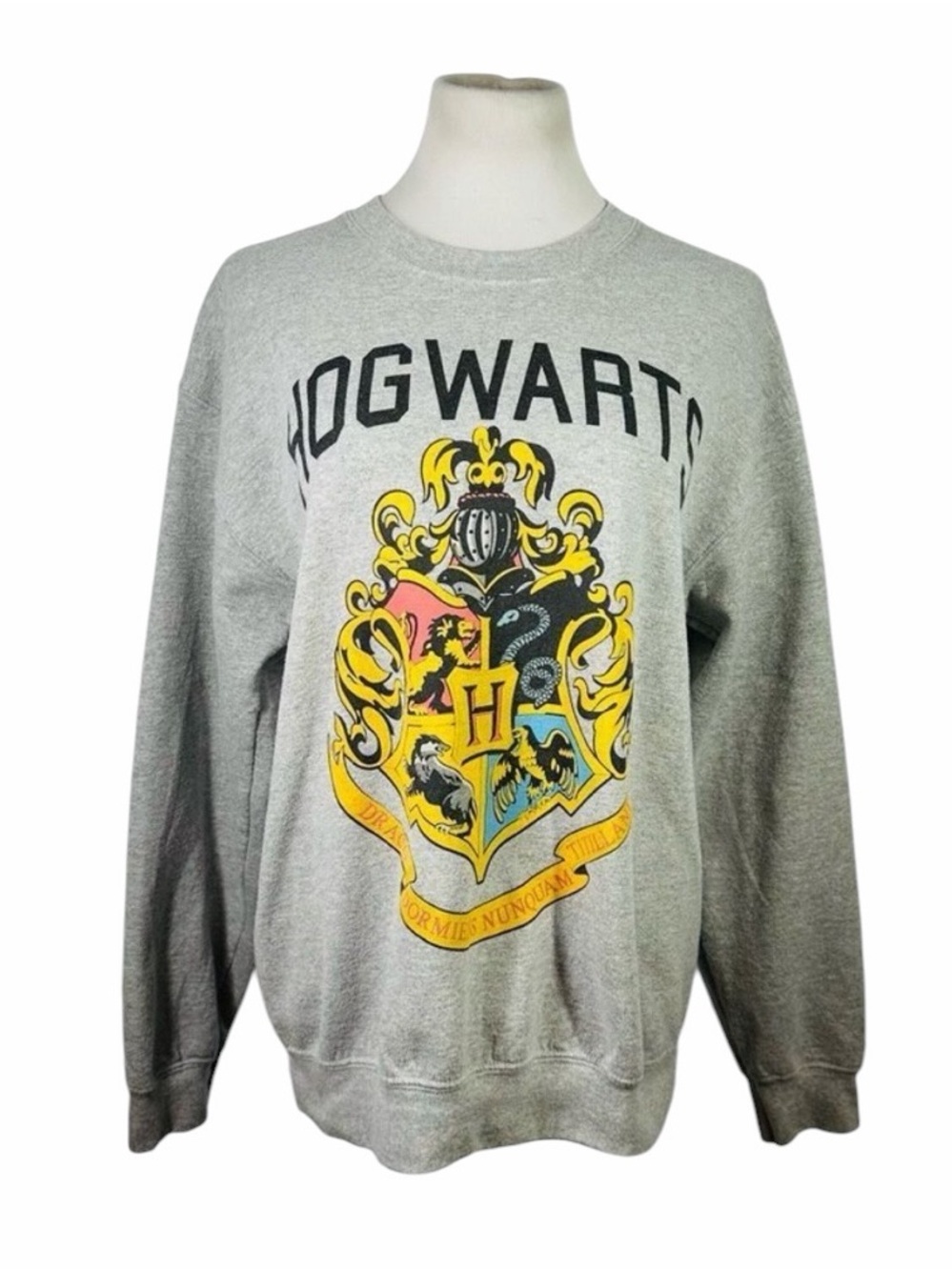 Harry Potter Heather Gray Hogwarts Crest Sweatshirt - Size Medium - Picture 3 of 10